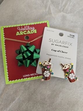Christmas Jewelry Bundle Sugarfix Earrings & Holiday Arcade Bow Necklace